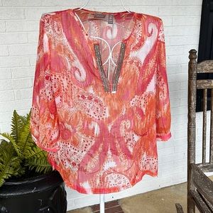 Chicos beaded tunic top Chicos Sz 2 or ladies Sz XL